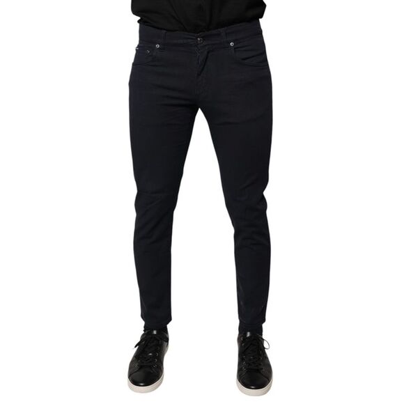 Dolce & Gabbana Black Logo Cotton Stretch Skinny Denim Men's Jeans (Pre-Owned)